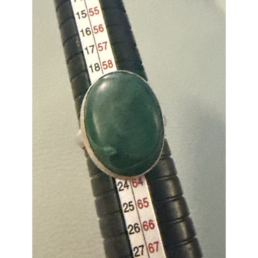 VINTAGE HANDMADE STERLING SILVER MALACHITE GEMSTONE RING Size 9.5 14.5 Gr #601 - Picture 5 of 6